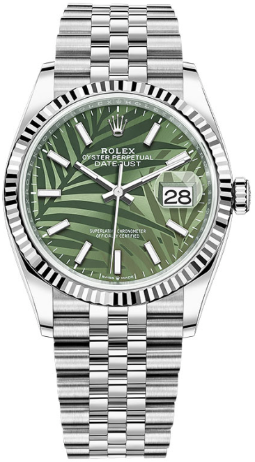 Rolex Datejust Green Palm Motif Dial 36 mm  